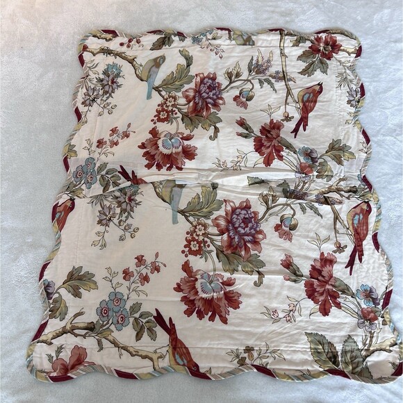 Set of 2 Waverly Charleston Chirp Bird Floral King Pillow Shams Scalloped Edge - Picture 12 of 12